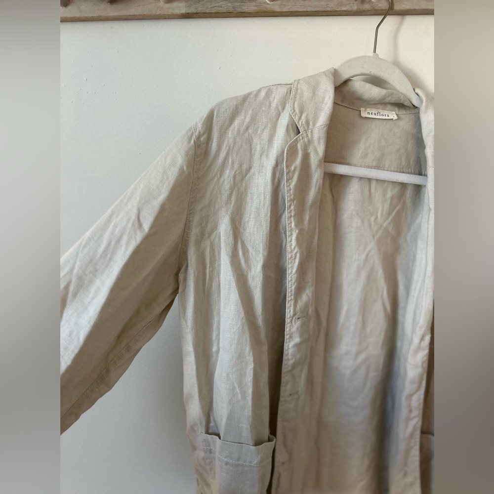 Neuflora 100% Linen Blazer Cream Size Small - Picture 3 of 4
